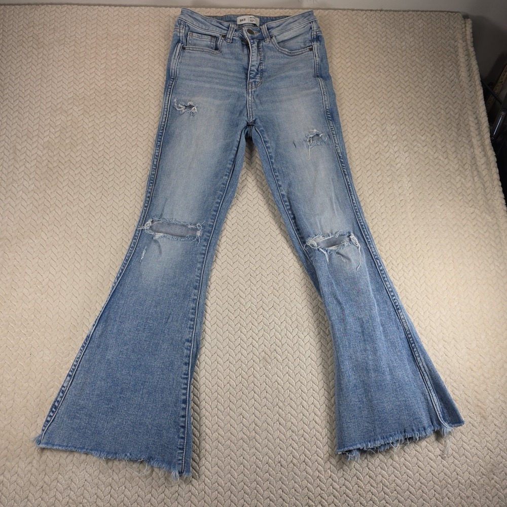BKE Billie Slim Fit High Rise Flare Distressed Light Wash Jeans 27x29.5
